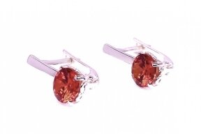 Earrings with red zircon A7017