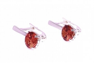 Earrings with red zircon A7017