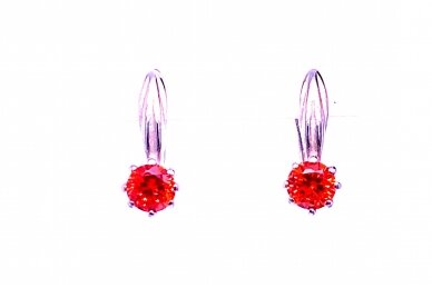 Earrings with red zircon A7017